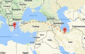 فاصله زمینی ایران تا یونان